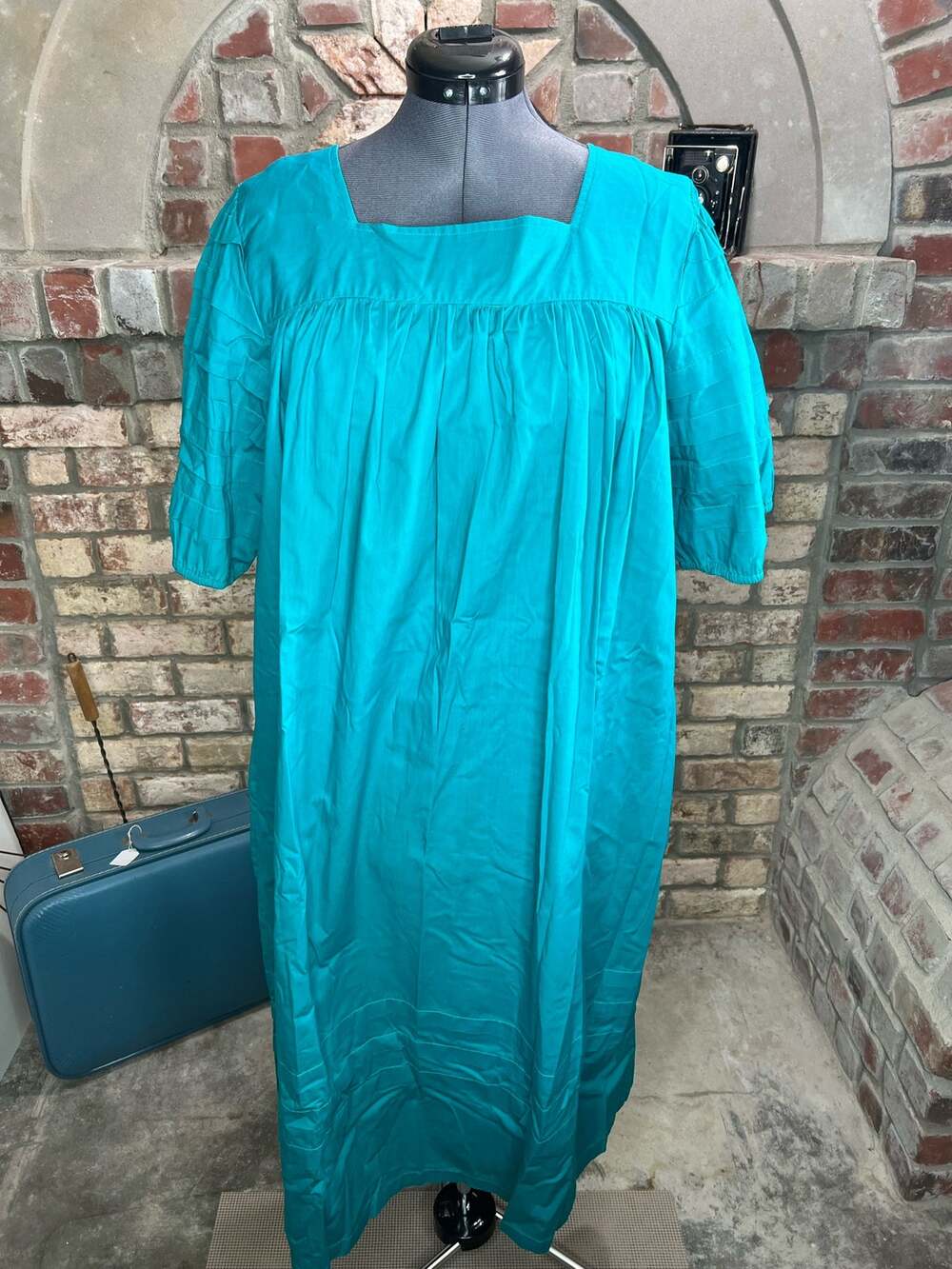 Go Softly tent dress boho green